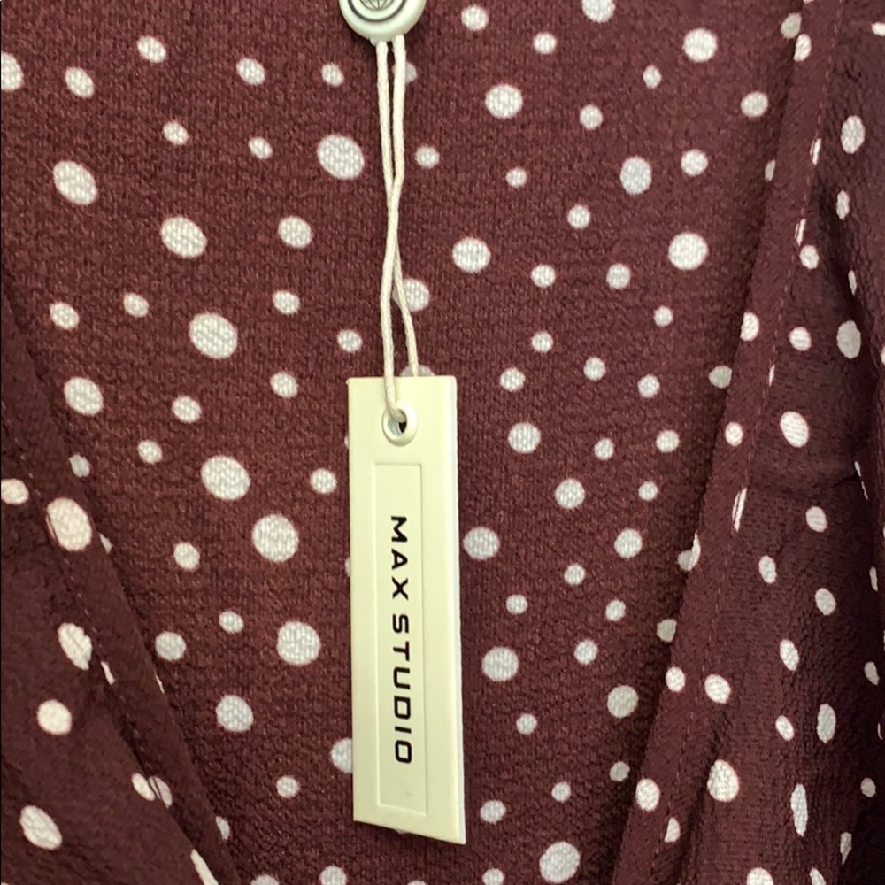 Max Studio boho high low ruffle wrap polka dot dress S - Picture 11 of 15